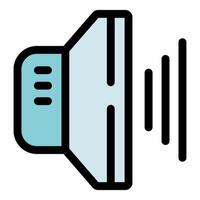 Speaker emitting sound waves, audio technology icon vector