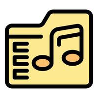 Music folder storing audio files with playlist icon vector