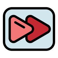 Fast forward button showing progression and speed control vector