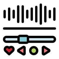 Audio player interface showing soundwave, progress bar, and controls vector