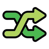 Two green intertwined arrows showing shuffle or change direction vector