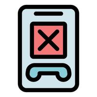Phone showing crossed out incoming call displaying declined communication vector
