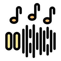 Music notes and audio waves creating a melody icon vector