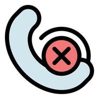 Phone receiver showing crossed out red button for declining call vector