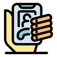 Hand holding smartphone with contact details and call button displayed vector