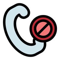 Phone handset with red forbidden sign showing missed call or unavailable service vector