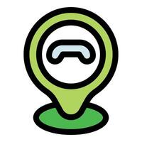 Green map pointer showing phone receiver icon for customer service location vector