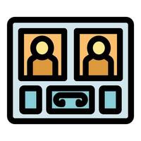 conference interface showing two participants and control buttons vector