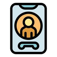 Smartphone showing contact person and phone symbol for calling vector