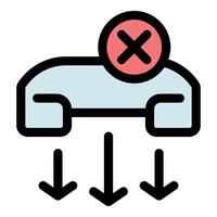 Phone receiver showing downloading error with cross mark icon vector