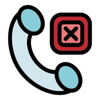Phone receiver with red rejected incoming call symbol is showing missed call vector