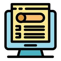 Online survey showing checklist on computer screen displaying customer feedback results with checkboxes and slider control vector