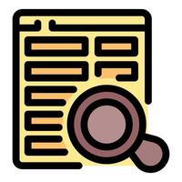 Magnifying glass exploring data on computer screen, online research and analysis vector