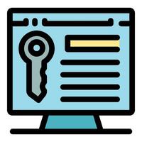 Keyword research for seo optimization displaying key on computer screen vector