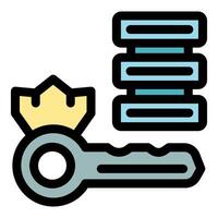 Crowned key unlocking server rack, symbolizing data access and security vector