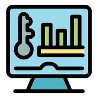 Keyword research optimization icon showing search engine optimization and digital marketing strategy vector