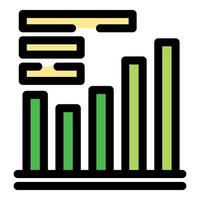 Growing bar chart with data increasing and text boxes displaying information vector