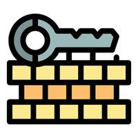 Key placed on a brick wall representing security and protection vector