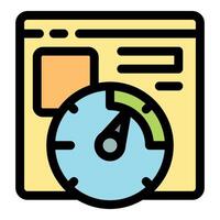Speedometer showing website loading time and speed test vector