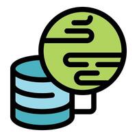 Global database management system connecting world data icon vector