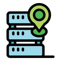Server location showing data center and pin position vector
