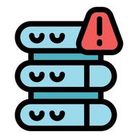 Database showing critical alert message with exclamation mark vector