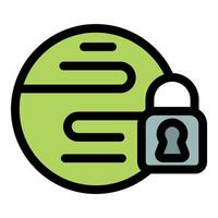 Green planet earth with closed padlock symbolizing security vector