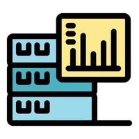 Server showing increasing bar graph representing data analysis and storage vector