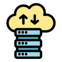 Cloud storage server managing uploading and downloading data flow vector