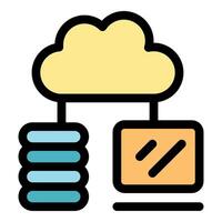 Cloud computing connecting database and computer system vector
