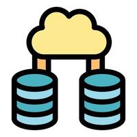 Cloud computing connecting databases for seamless data synchronization vector