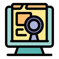 Online certificate program showing on computer screen with seal of approval vector