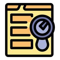 Magnifying glass checking document with checkmark icon vector