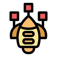 Spaceship flying with navigation system showing location vector