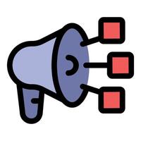 Megaphone sending out three messages representing marketing and communication vector