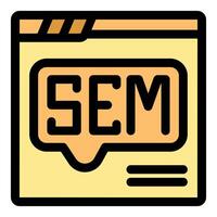 Search engine marketing strategy showing sem acronym in a website vector