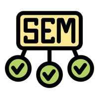 Search engine marketing strategy showing positive results with check marks vector