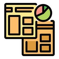 Web design project showing wireframe and pie chart representing data analysis vector