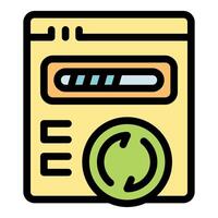 Web page showing update progress with circular arrows and loading bar vector
