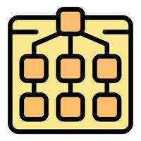 Hierarchical structure representing business organization chart on a tablet screen vector