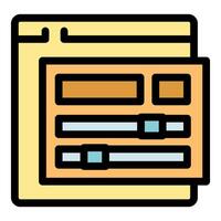 Web template showing settings panel with sliders and buttons for customization vector