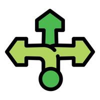 Three way direction arrows pointing up, left, and right vector