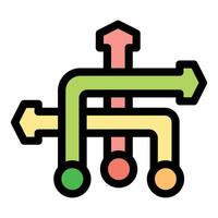 Colorful arrows pointing in different directions representing workflow or planning vector