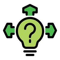 Question mark inside light bulb with arrows pointing in different directions vector