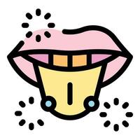 Tongue piercing showing through open mouth with teeth and lips vector