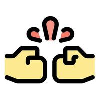 Two fists bumping and creating a small explosion representing teamwork and success vector