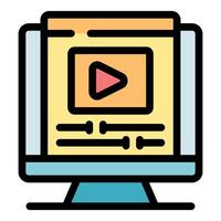 editing software displaying on computer monitor with play button and timeline controls vector