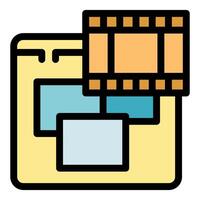 Web page showing editing software with film strip icon vector