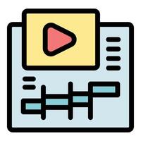 editing software interface with play button and timeline showing progress bar vector