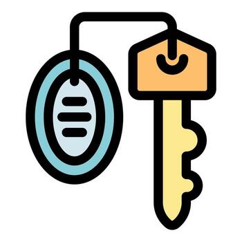 Smart key connecting with oval keyring, modern security technology vector